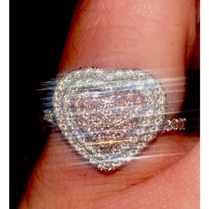 MODANI 14K Solid Gold Diamond Two Tone Ring Heart Sz 8